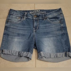 Wallflower Washed Denim Shorts, Size 11, Excellent Used Condition